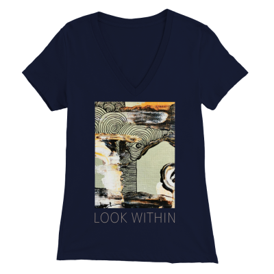 „LOOK WITHIN“ Abstract Art Premium Womens V-Neck T-shirt
