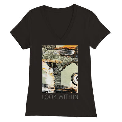 „LOOK WITHIN“ Abstract Art Premium Womens V-Neck T-shirt