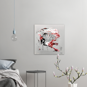 “Grau-Rot III” Aluminium Kunstdruck